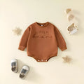 Children alphabet embroidery long-sleeve cotton jumpsuit in five colours for babies 0-18 months