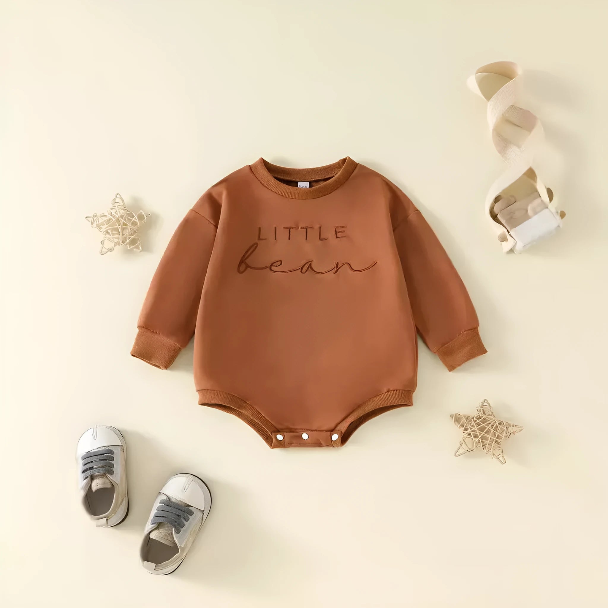 Children alphabet embroidery long-sleeve cotton jumpsuit in five colours for babies 0-18 months