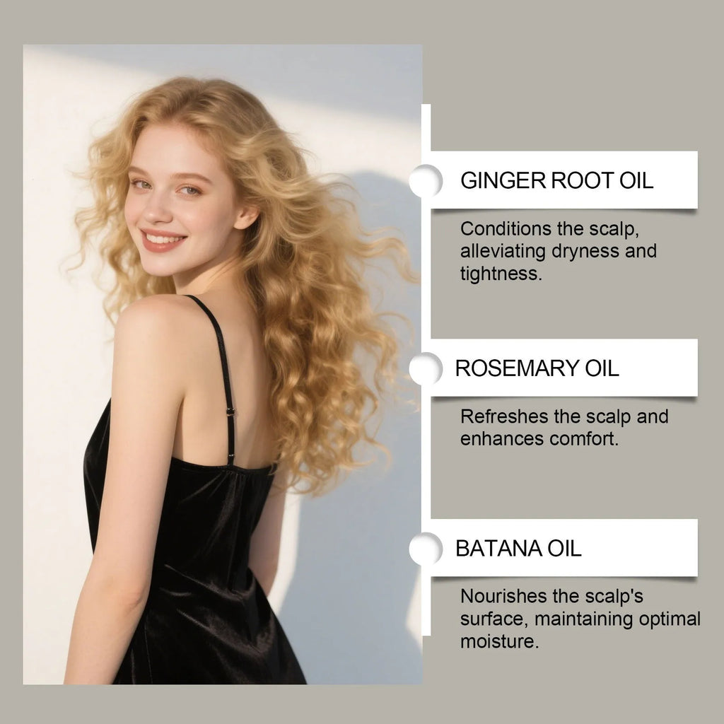 120ml bottle of Platthana Secret Hair Essential Oil with ginger and Platthana oils for gentle daily scalp treatment.