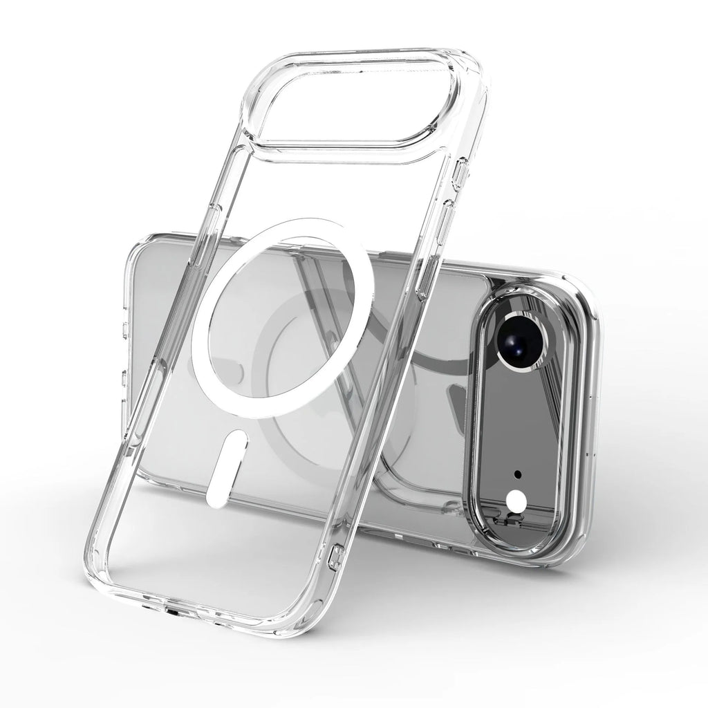 Transparent magnetic phone case for iPhone 17 series with TPU composite board and drop-resistant design