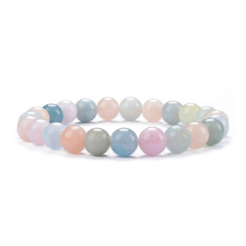 Handmade natural stone bead bracelet with 8mm geometric beads in multiple crystal colour options