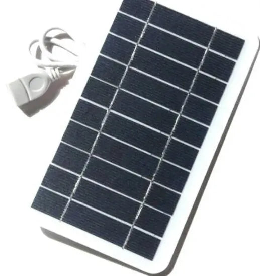 2W 5V portable solar panel charger with USB cable showing 157mm by 94mm dimensions