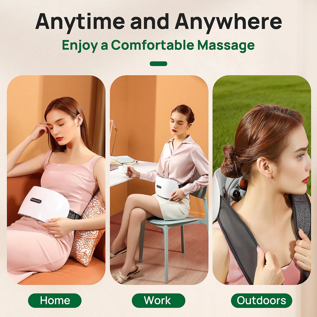 2025 Smart Bian Stone Abdominal Massager with heat light wave therapy and auto-kneading system in white