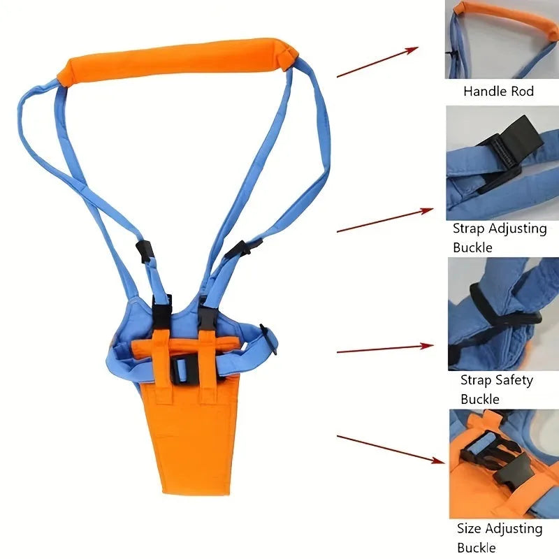 Baby toddler walking harness adjustable 52-62cm orange blue safety reins with plastic locks