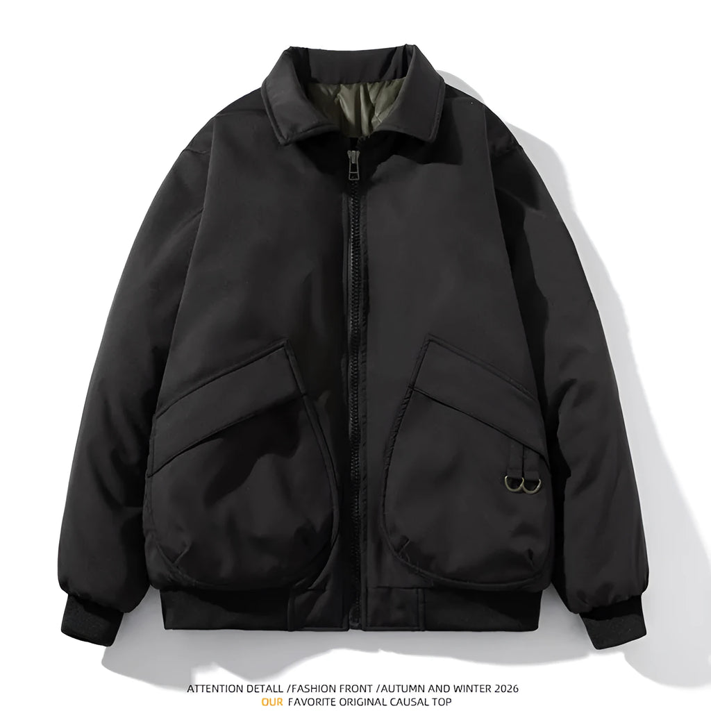 Men's loose fit bomber jacket in synthetic fibre blend with raglan sleeves, available in Black, Army Green, Light Green