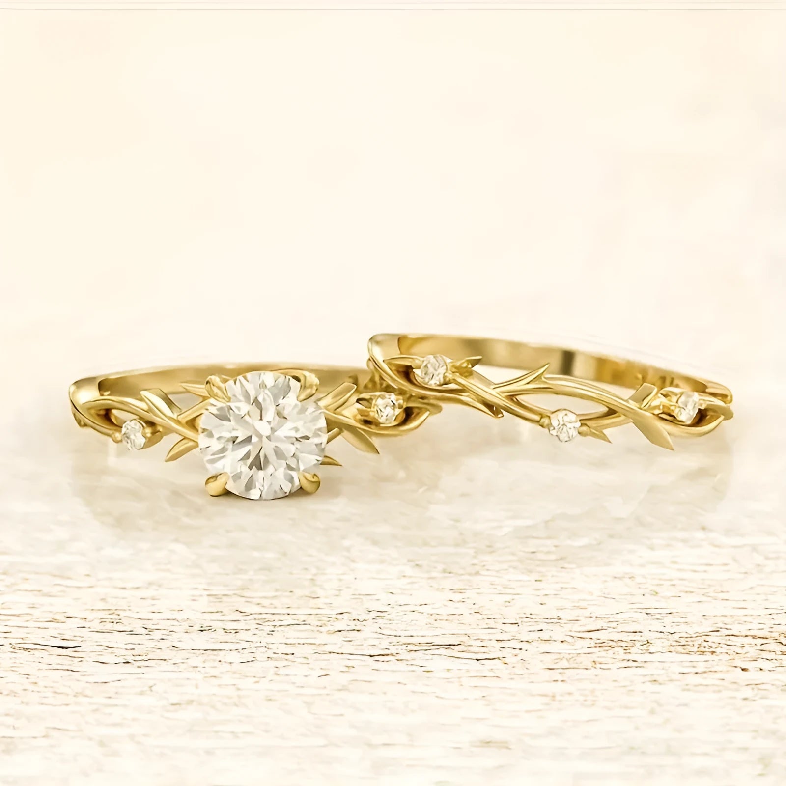 Rose gold simulation diamond couple rings in geometric design on copper band