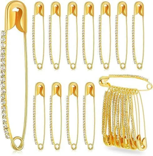 Rhinestone flower-shaped scarf buckle brooch in gold or silver, 10 or 12 pack, for headscarf anti-exposure