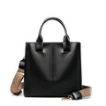 Women's genuine leather large capacity tote bag in urban simplicity style with splicing details