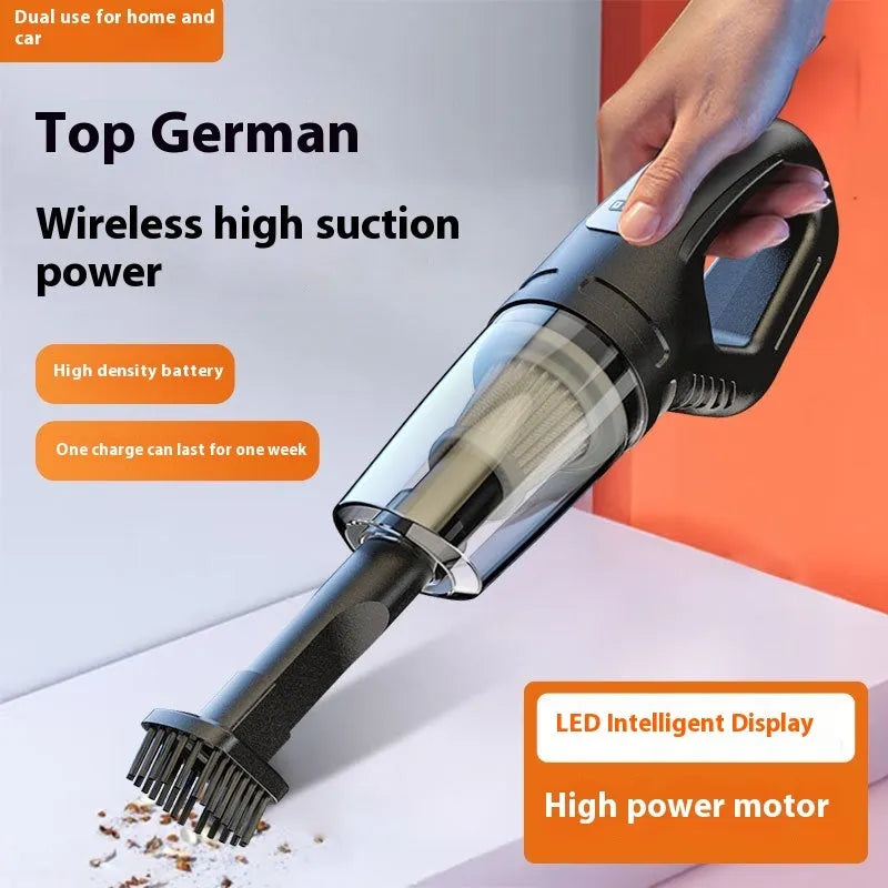 A6-1200 rechargeable handheld vacuum cleaner with transparent dust container and long nozzle for car and home use