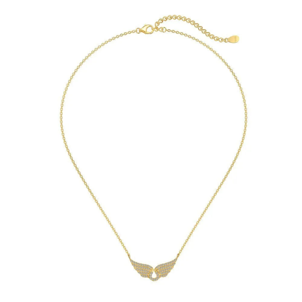 Women's 925 sterling silver wings fashion necklace with electroplated finish, two colour options