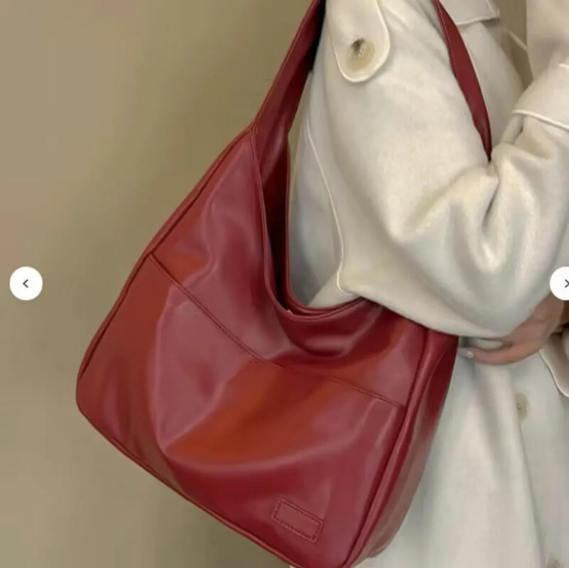 Women's soft square PU shoulder bag in retro style with open pocket and single strap.