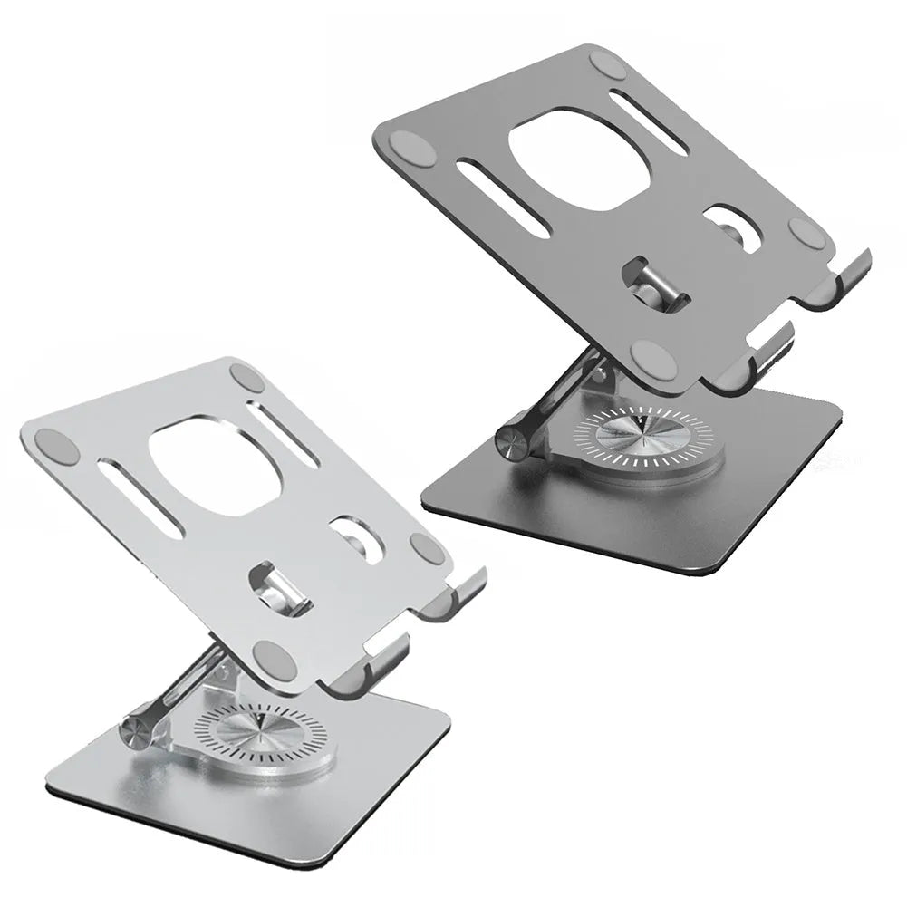 Rotating aluminium tablet stand with adjustable height in silver or black colour options