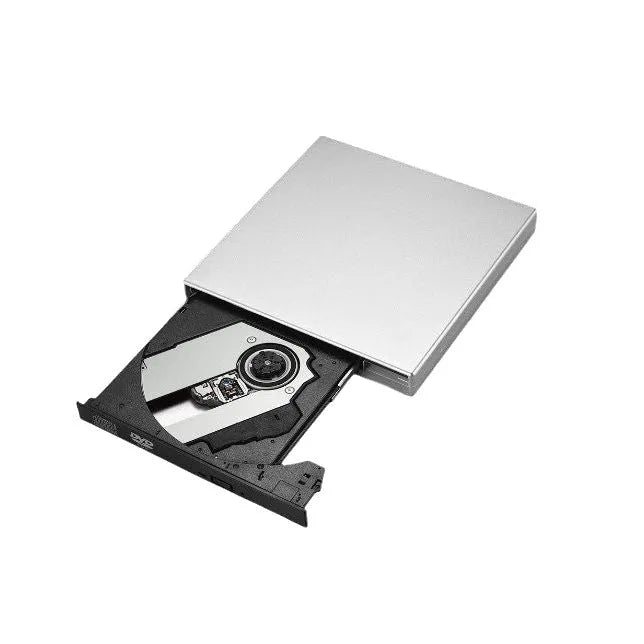 Silver external DVD burner portable optical drive USB interface compact 138x137.5x18mm