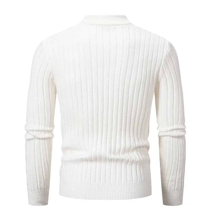 Men's cotton blend jacquard pullover sweater in beige, slim fit, long sleeve, available in sizes M to XXXL