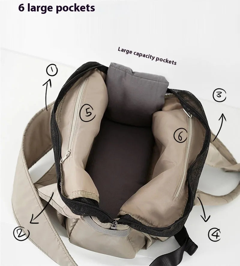 Apricot cloth pet summer handbag with adjustable strap, dimensions 41x16x28cm.