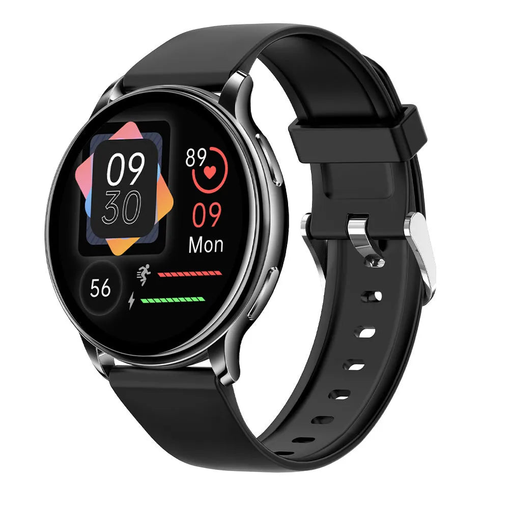 Smart couple watch with round screen, silicone strap, aluminium alloy case, and 29-35mm dial