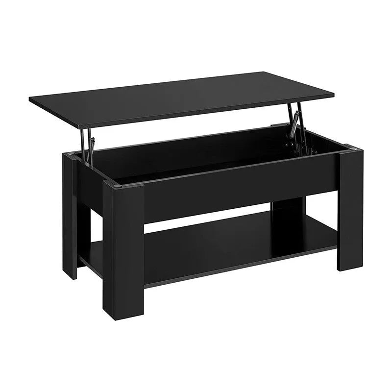 Black lift-top plate type tea table for living room and office, multi-function modern simplicity design