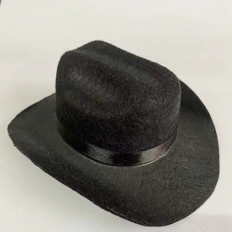 British cat cowboy hat in non woven fabric with ribbon details for small to medium cats