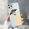 Transparent TPU phone case with UFO astronaut graphic for Apple iPhone
