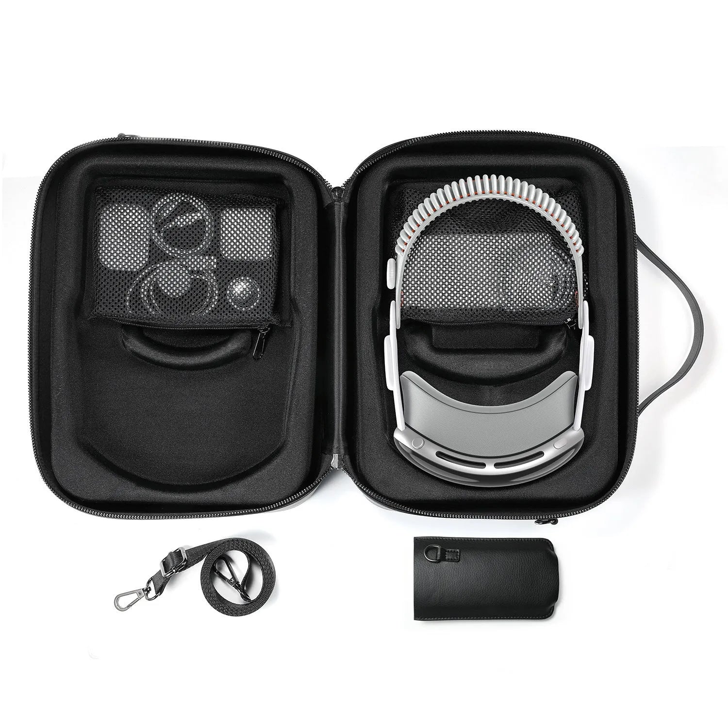 Black superfiber storage box for Apple Vision Pro MR glasses measuring 32.5x24.5x11.5 cm