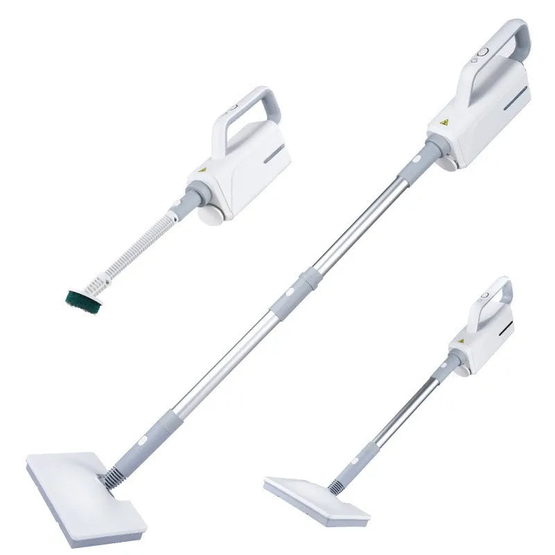 White household electric steam mop handheld design with stainless steel soleplate and water tank