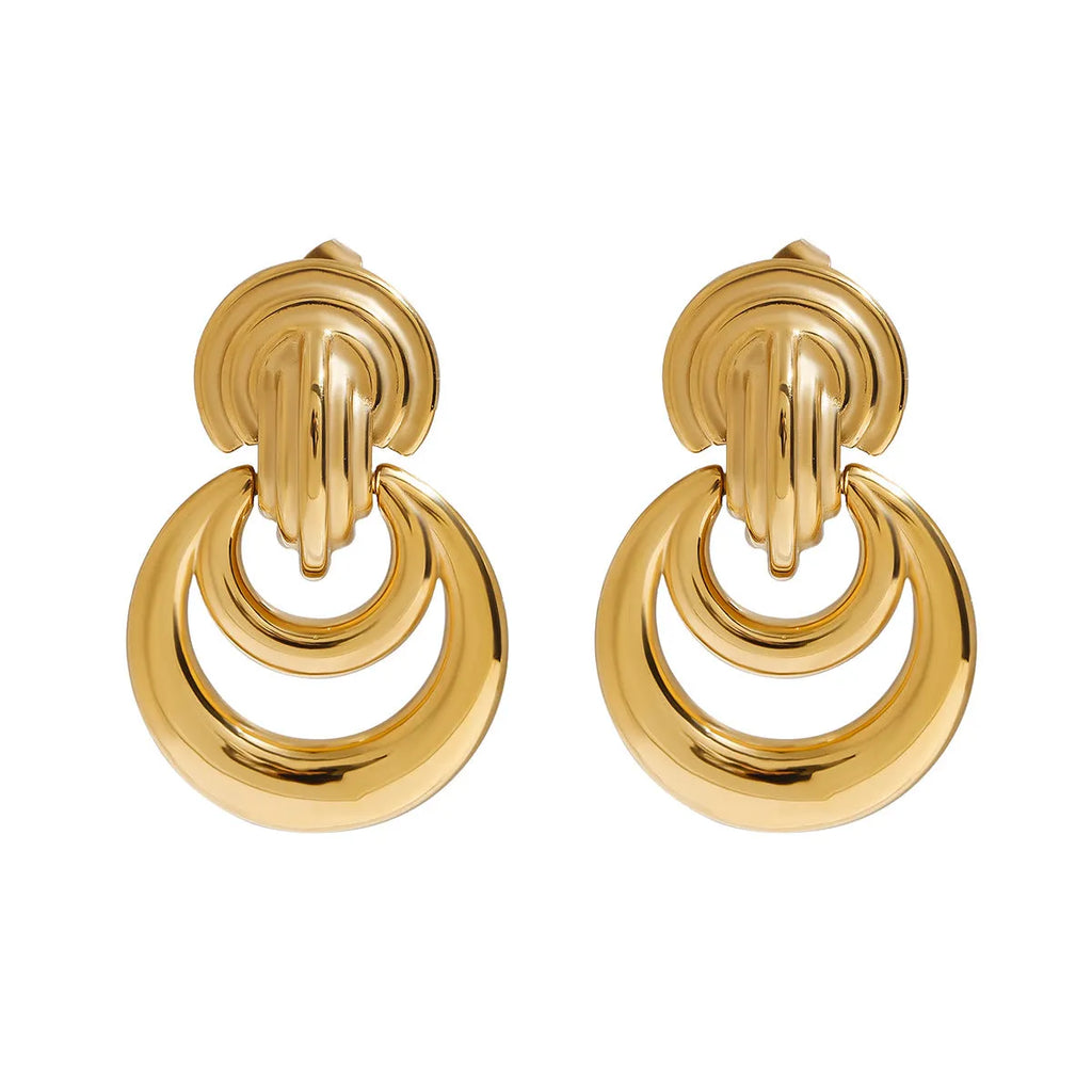 Pair of stainless steel geometric earrings for women, electroplated, colour JDE0102013