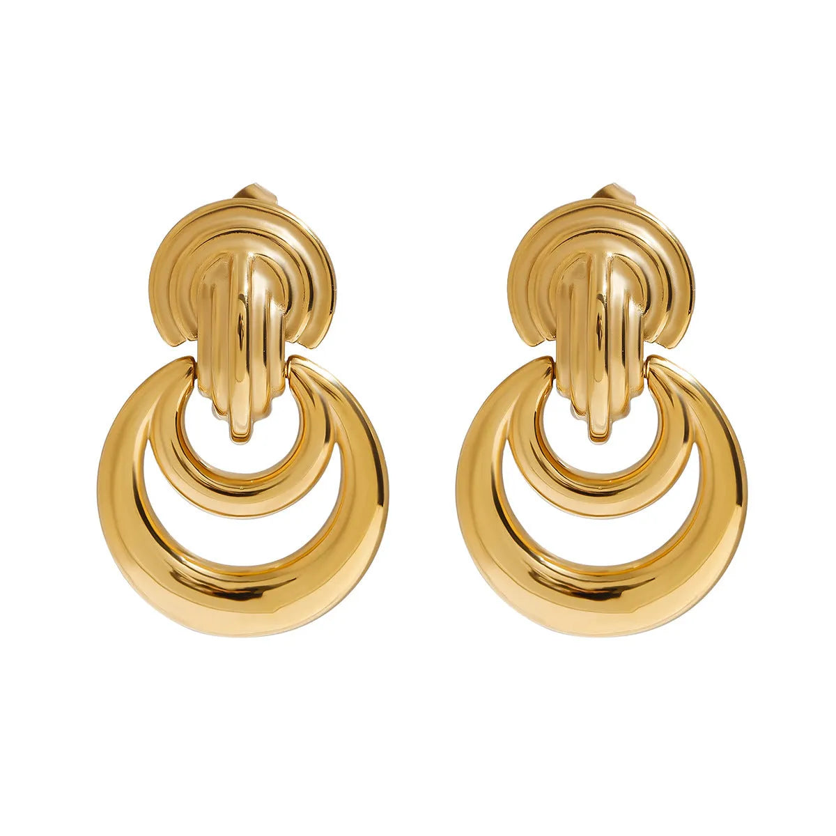 Pair of stainless steel geometric earrings for women, electroplated, colour JDE0102013