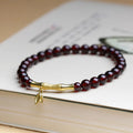 6mm garnet bamboo joint bracelet with manual processing in copper or silver finish