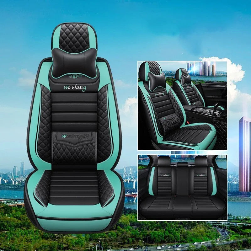 Leather car seat cushion with high elastic sponge filler, shown in a red colour on a car seat.