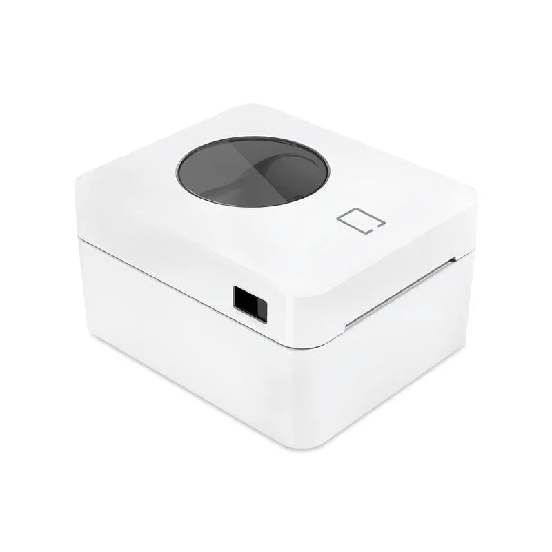White Bluetooth thermal label printer for express shipping with USB and wireless connectivity