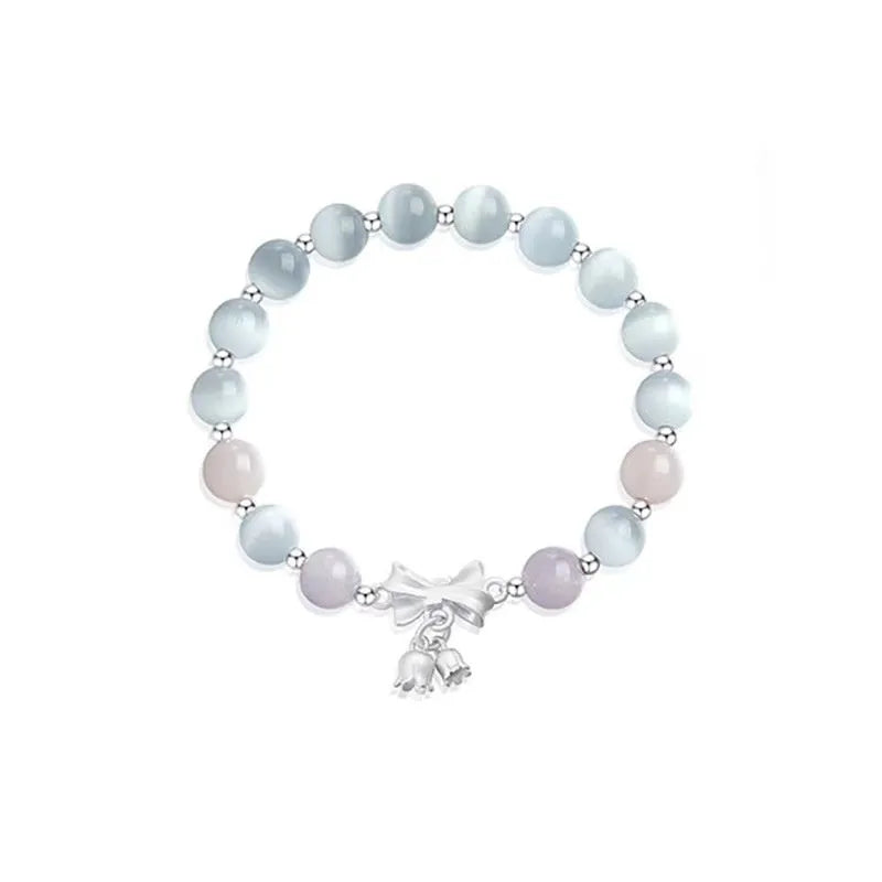 Lavender amethyst opal crystal bowknot bracelet with 10mm size and electroplated finish