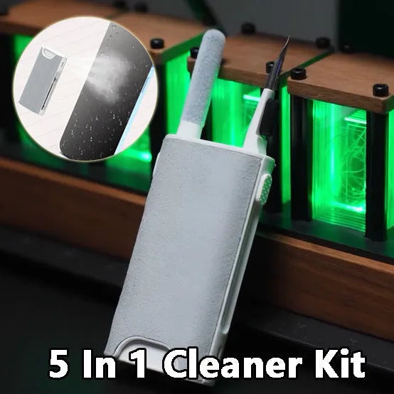5-in-1 digital device cleaning kit with flocking sponge, brush, and metal tip for screens and earphones