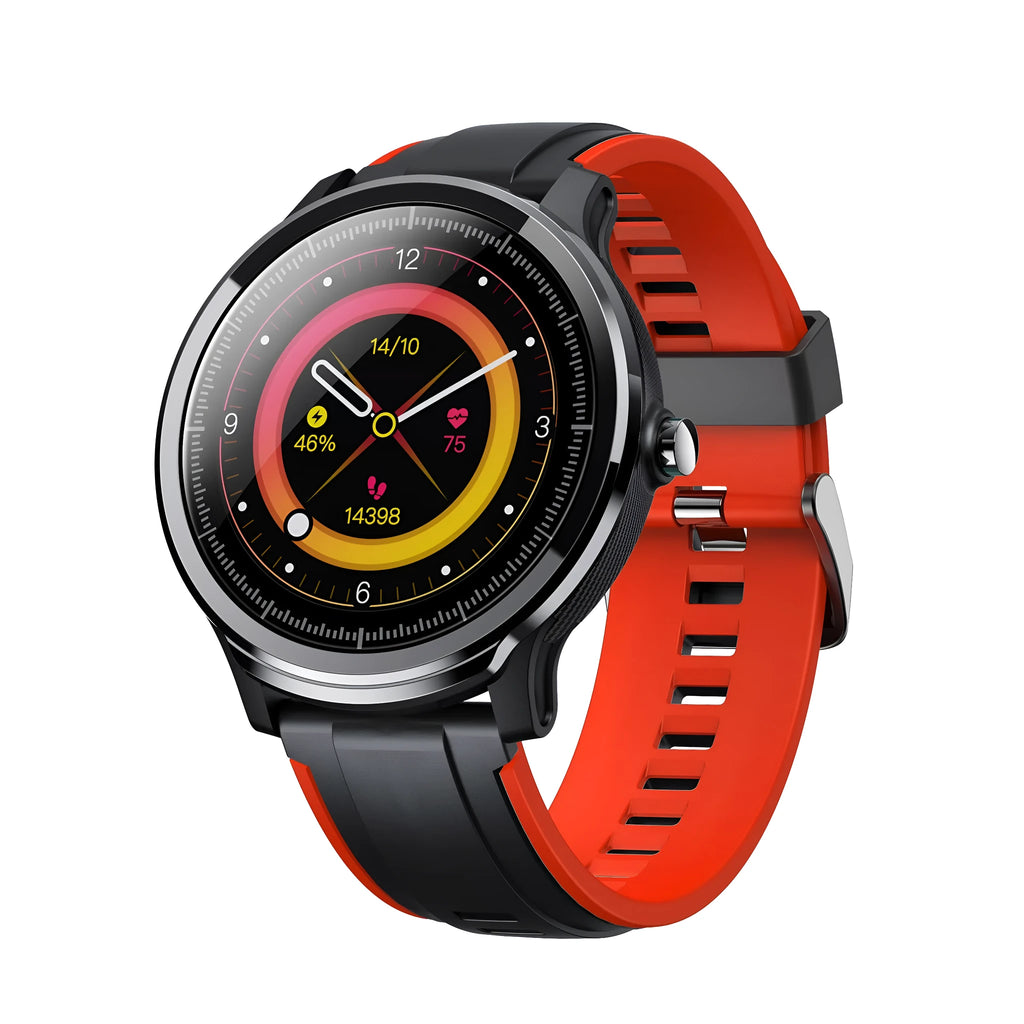 Kospet PROBE 1.3 inch touch screen smart watch with silicone wrist strap in green or red