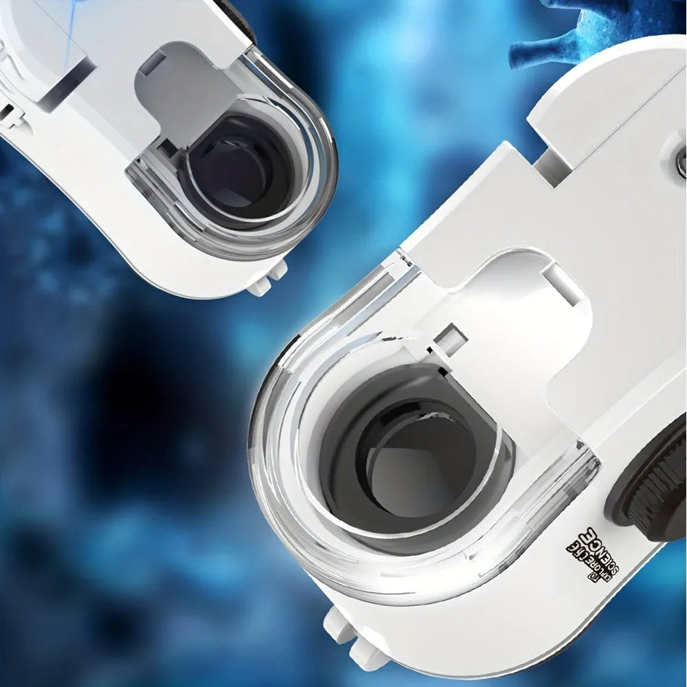 Mini mobile phone microscope with 60x magnification and LED light attached to smartphone