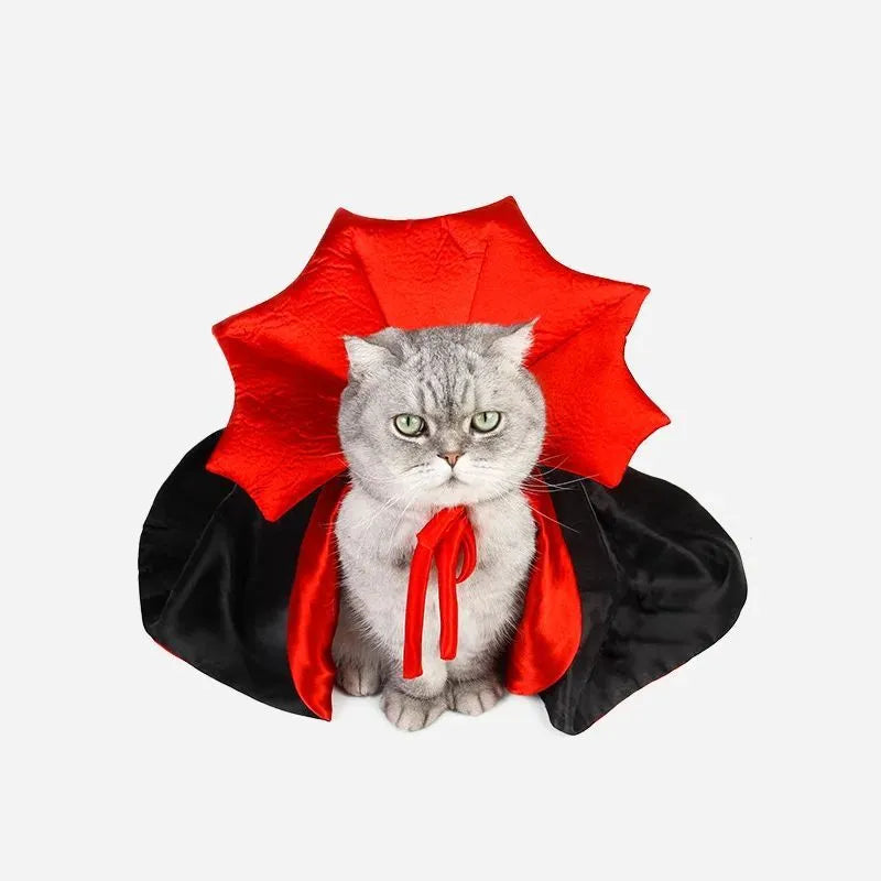 Halloween vampire cloak costume for small dog or cat with size chart