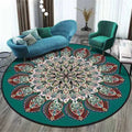 Round national style pattern rug in polyester fibre for bedroom or living room