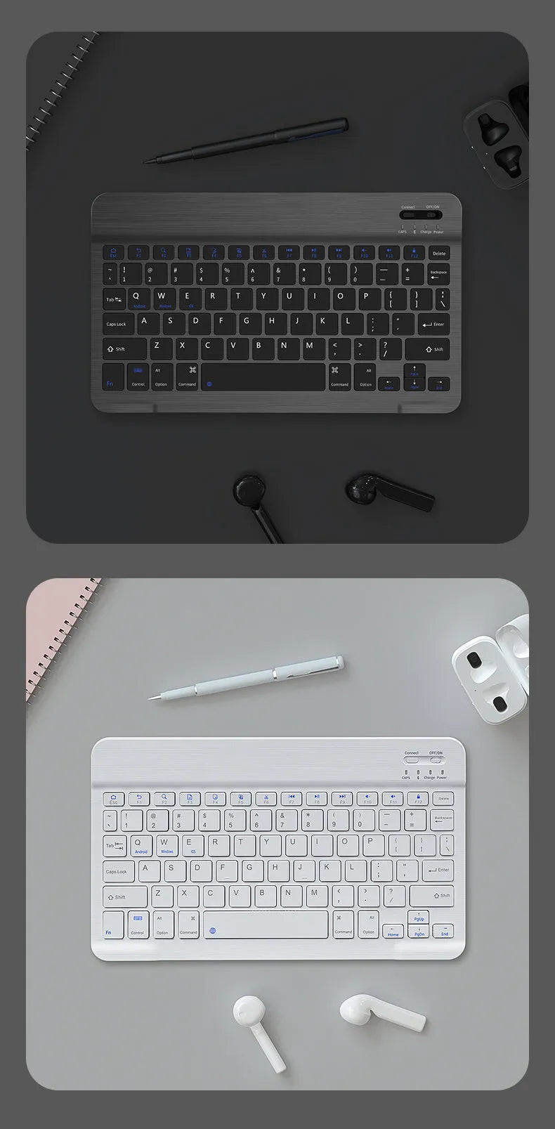 Wireless Bluetooth mouse with seven-colour backlight, USB plug and play, ABS body, 0.5 m cable, shown in black, green, pink, white, and yellow