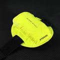 Black reflective running arm bag with adjustable strap, shown holding a mobile phone.