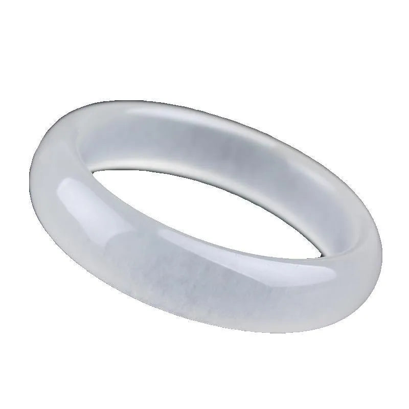 Gao Bing Jade Ice-like White Moonlight bracelet in modern simplicity style, shown in flat rod and round rod options.
