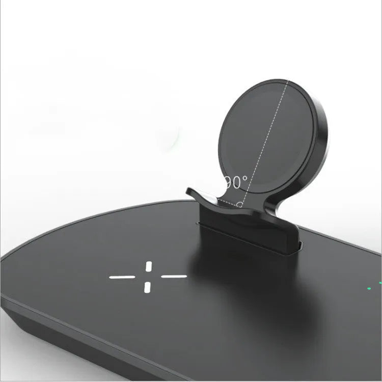 Black Hand three-in-one wireless charger, 185mm x 90mm x 13mm, detachable board and foldable watch arm.