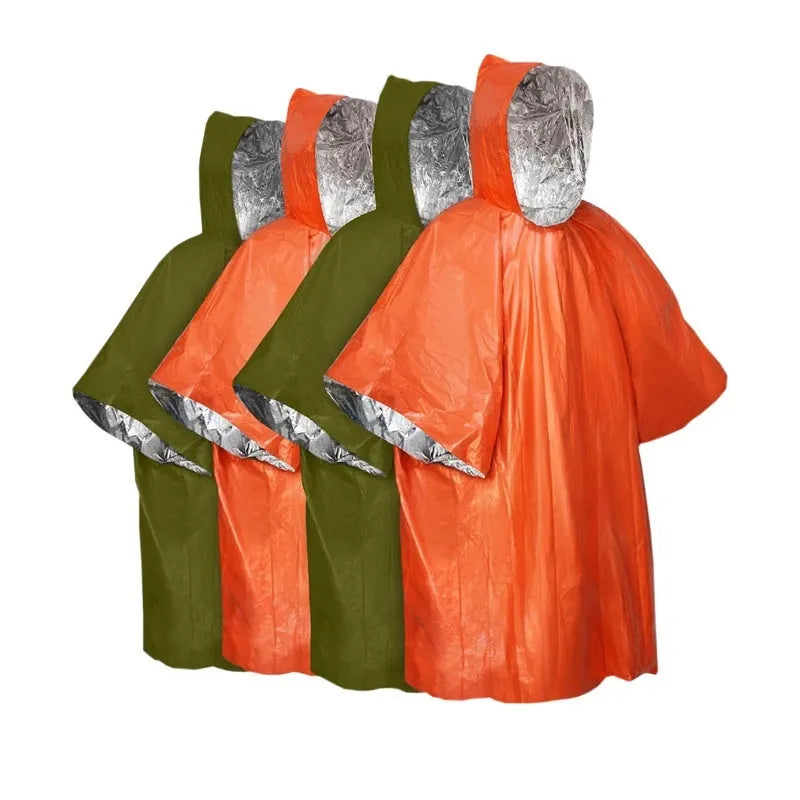 Marathon Wild lightweight raincoat laid flat, showing orange and army green colour options.