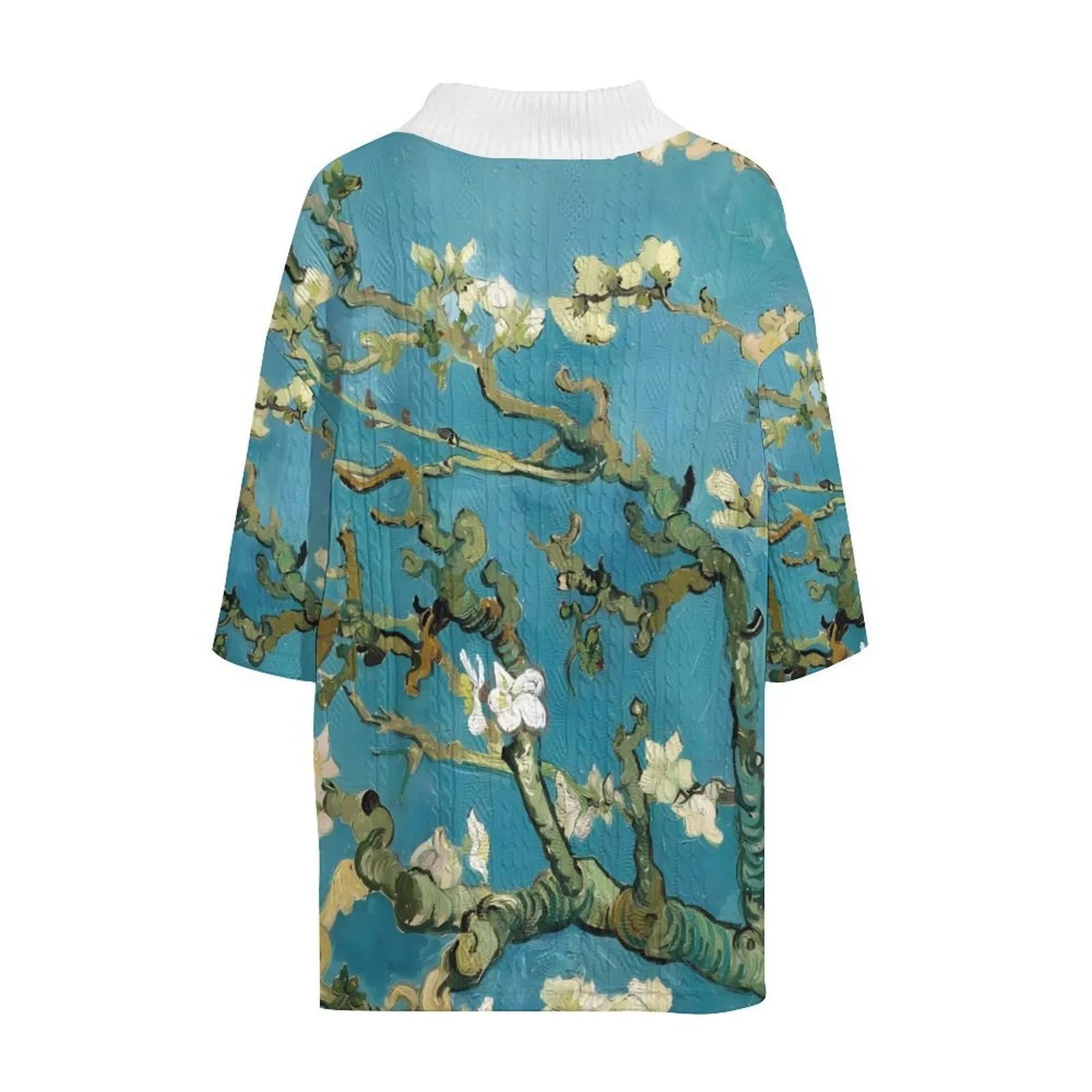 Men's peacock blue 3D printed casual suit with knitted shorts and T-shirt.