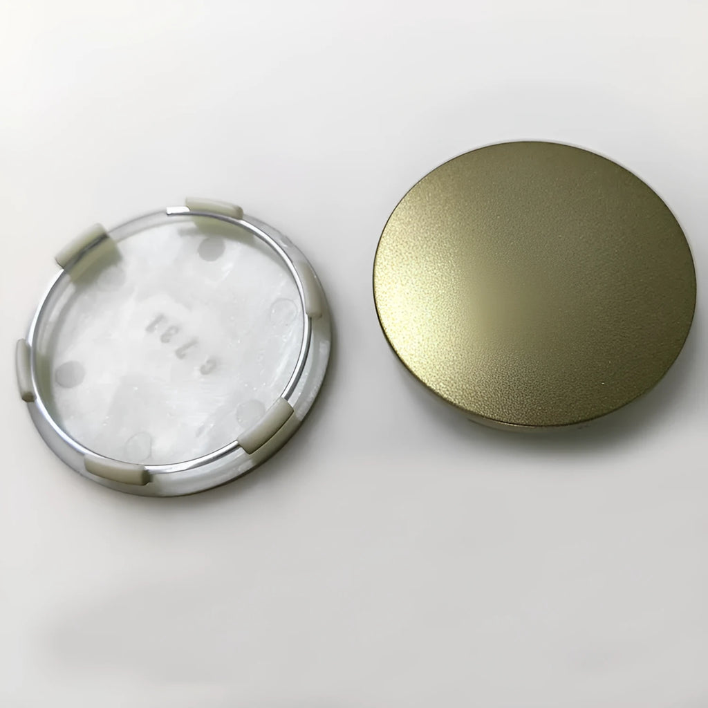 65mm diameter ABS plastic car hub centre cover with aluminium label in antique copper finish
