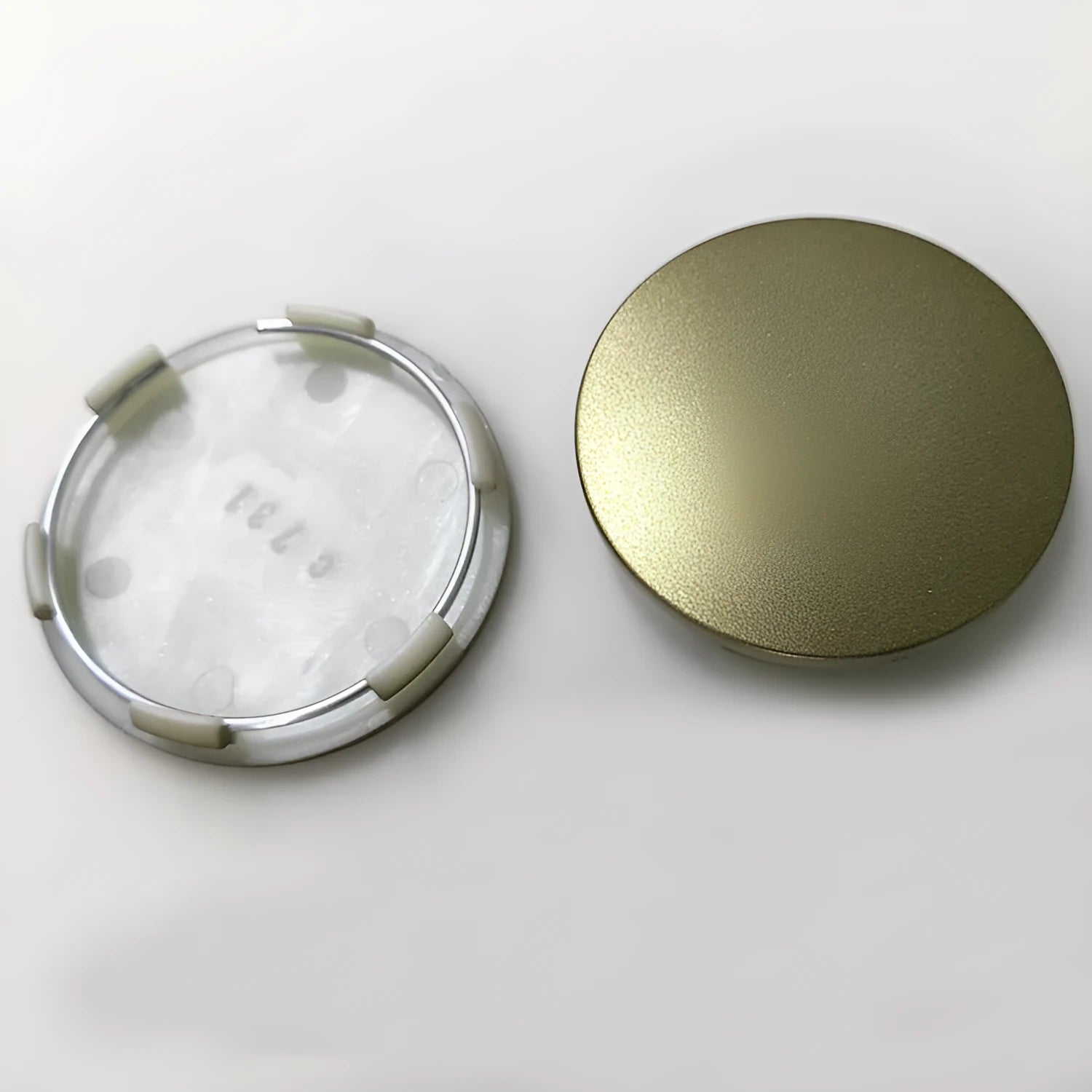 65mm diameter ABS plastic car hub centre cover with aluminium label in antique copper finish