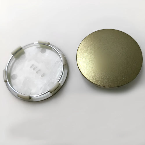 65mm diameter ABS plastic car hub centre cover with aluminium label in antique copper finish