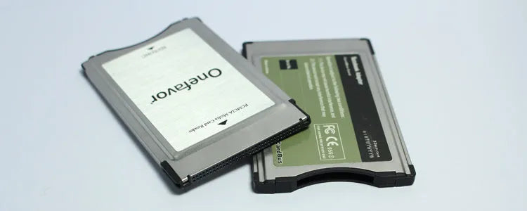 Stainless steel SD to PCMCIA adapter card with included 32GB SD card for Mercedes-Benz and laptops.