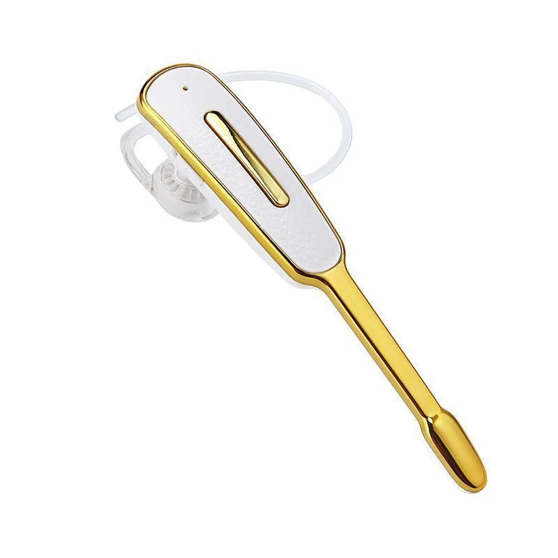 Bluetooth headset with leather pattern strip, mono earplug style, in Black Silver colour