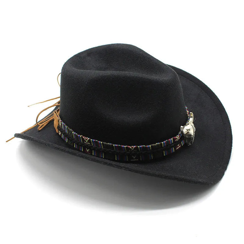 Western cowboy hat with a tall bell crown in a choice of colours on a wooden background