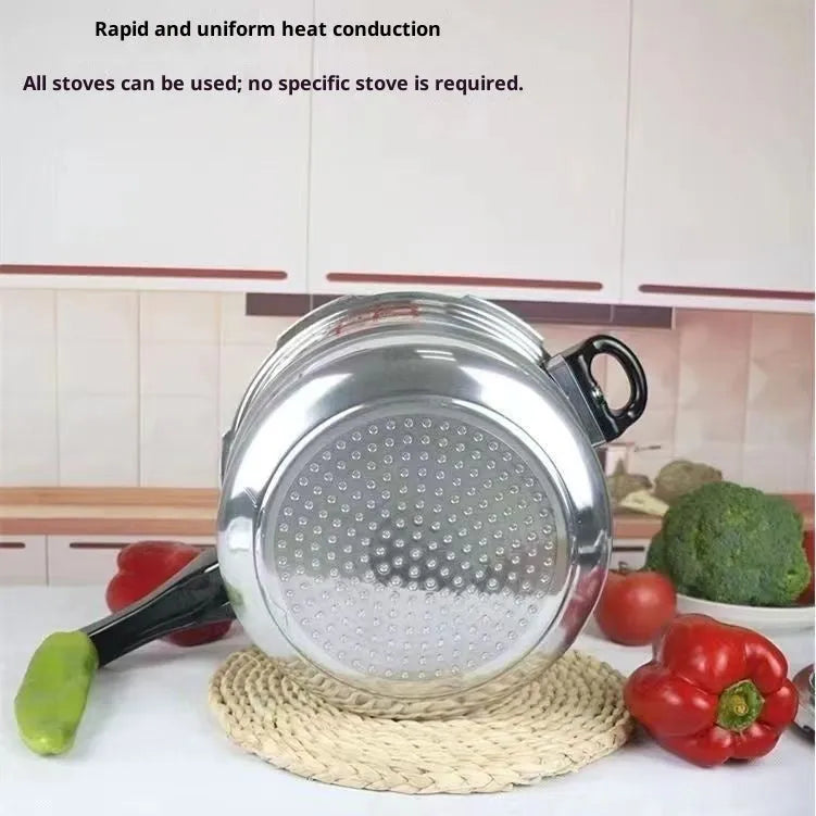 White universal pressure cooker 22cm 5L aluminium alloy with double-sole bottom for gas and induction cooktops