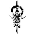 Warrior tattoo sticker with waterproof samurai geometric ornament design 11x18cm